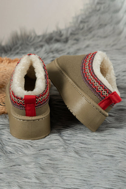 Threaded Pear Jade Suede Plush Lined Snow Boots
