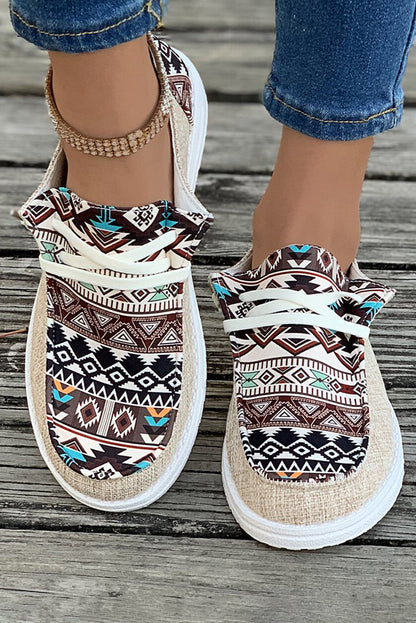 Threaded Pear Bailee Vintage Aztec Lace-up Flat Shoes