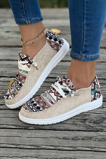 Threaded Pear Bailee Vintage Aztec Lace-up Flat Shoes
