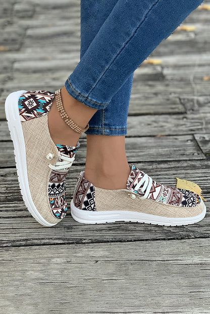 Threaded Pear Bailee Vintage Aztec Lace-up Flat Shoes
