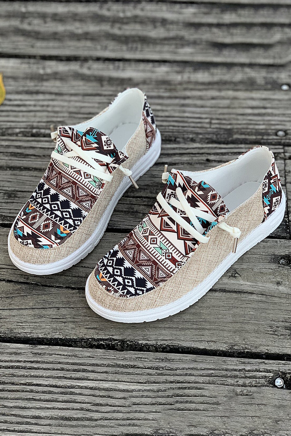 Threaded Pear Bailee Vintage Aztec Lace-up Flat Shoes
