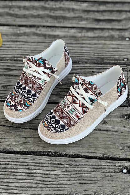 Threaded Pear Bailee Vintage Aztec Lace-up Flat Shoes