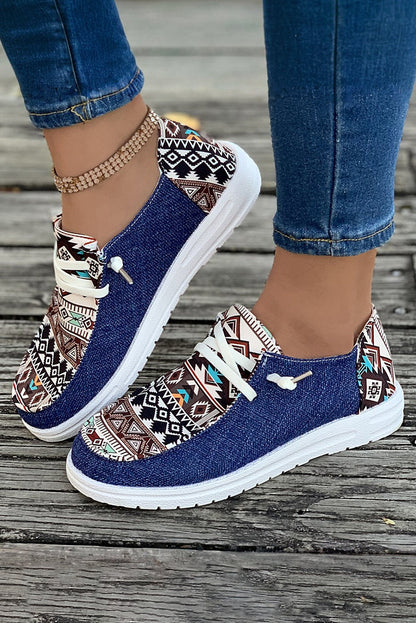 Threaded Pear Bailee Vintage Aztec Lace-up Flat Shoes