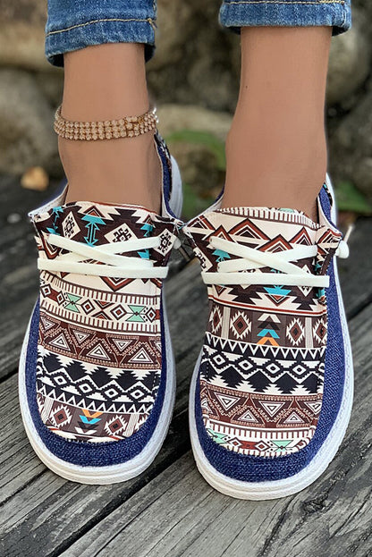 Threaded Pear Bailee Vintage Aztec Lace-up Flat Shoes