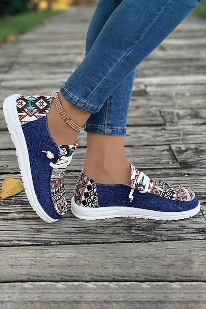 Threaded Pear Bailee Vintage Aztec Lace-up Flat Shoes