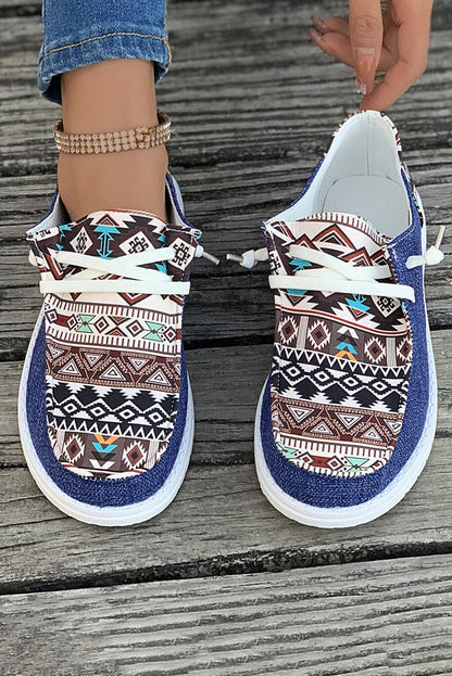 Threaded Pear Bailee Vintage Aztec Lace-up Flat Shoes