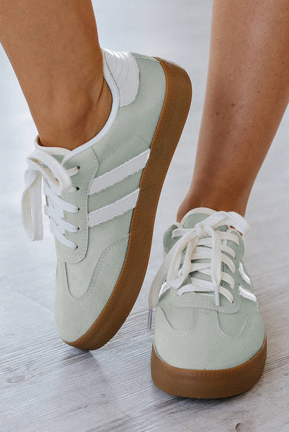 Threaded Pear Willa Striped Lace-up Flat Sneakers