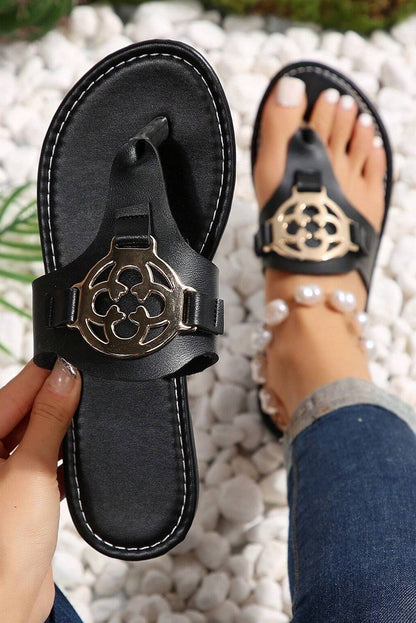 Threaded Pear Metal Decor Thong Slippers