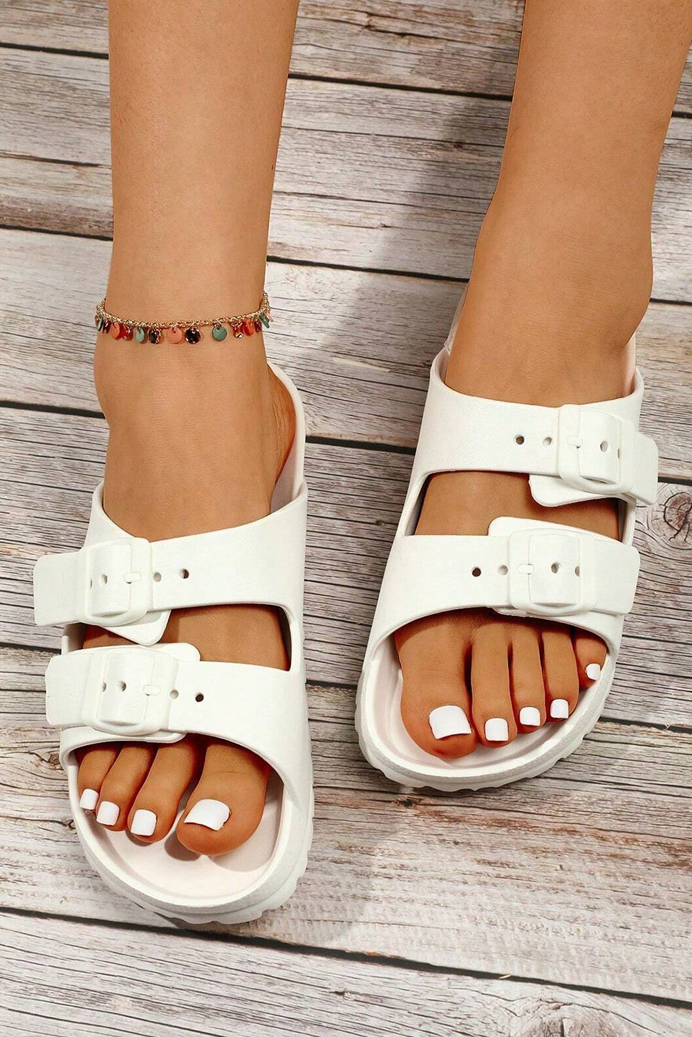 Threaded Pear Double-buckle EVA Slippers