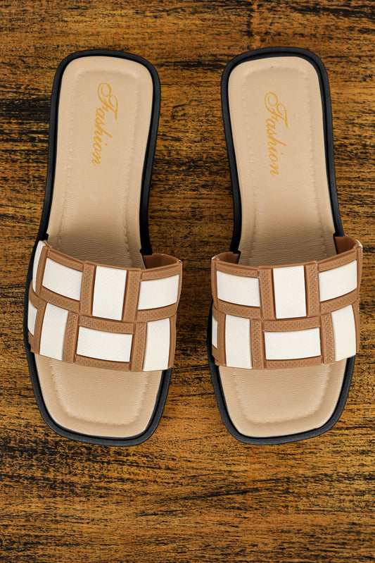 Threaded Pear Two Tone Square Toe Slippers