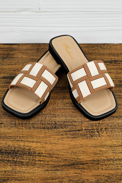 Threaded Pear Two Tone Square Toe Slippers