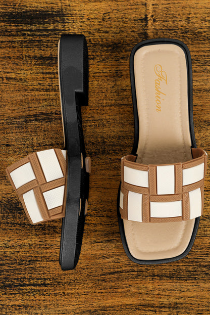Threaded Pear Two Tone Square Toe Slippers