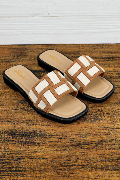 Threaded Pear Two Tone Square Toe Slippers