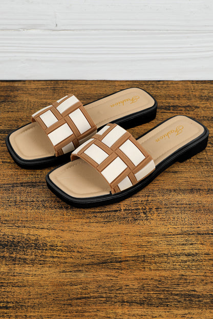 Threaded Pear Two Tone Square Toe Slippers
