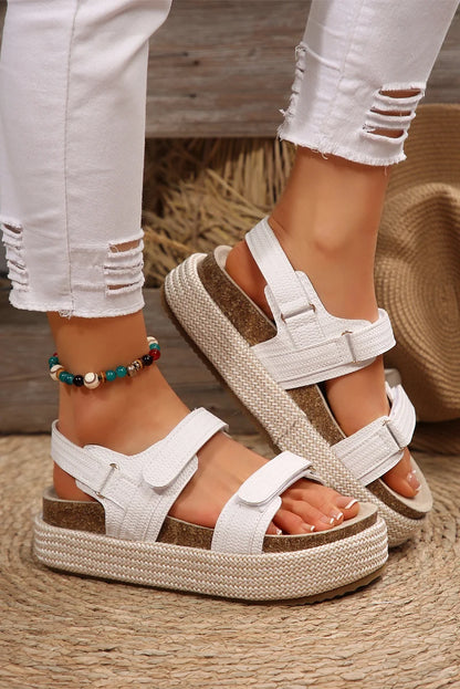 Threaded Pear Sofia Double Velcro Woven Platform Sandals