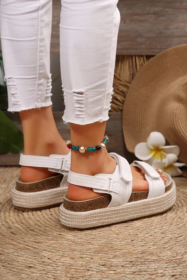 Threaded Pear Sofia Double Velcro Woven Platform Sandals