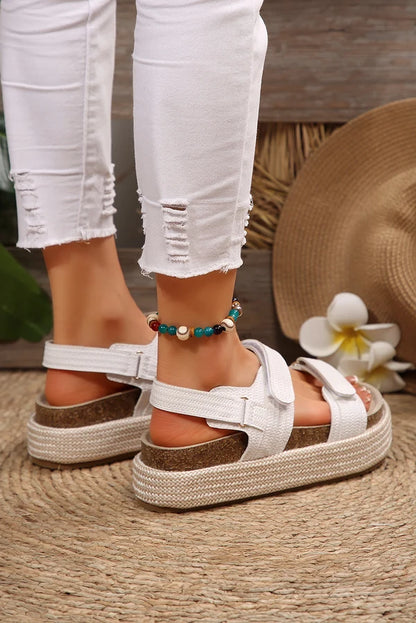 Threaded Pear Sofia Double Velcro Woven Platform Sandals