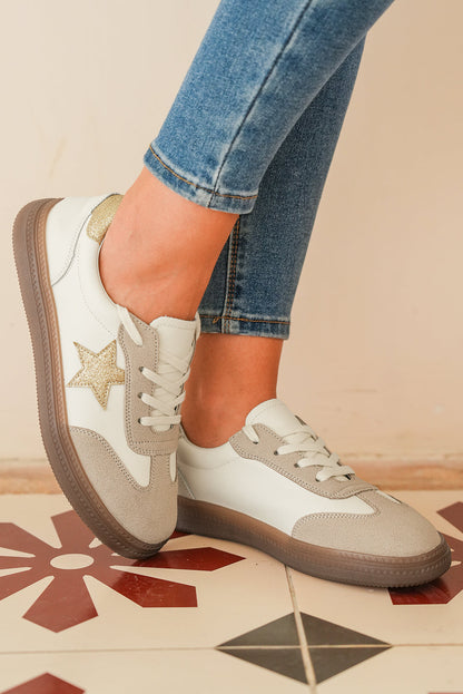 Threaded Pear Avani Shimmer Star Patch Lace up Retro Flattie