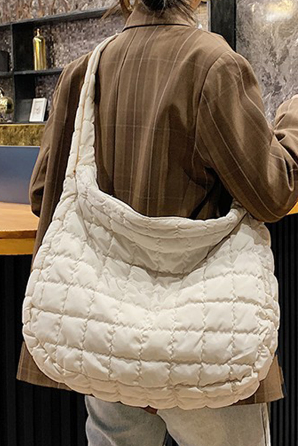 Threaded Pear Kylie Quilted Zipper Tote Bag