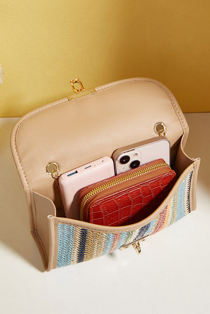 Threaded Pear Azariah Striped Crochet Flapped Bag