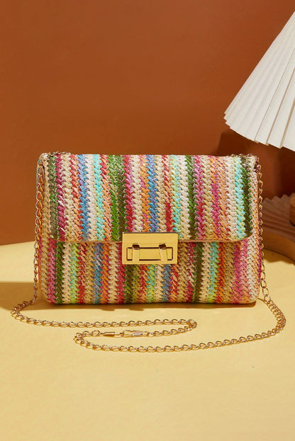 Threaded Pear Azariah Striped Crochet Flapped Bag