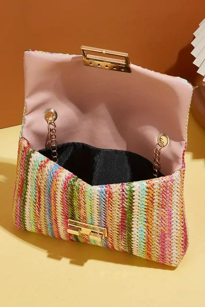 Threaded Pear Azariah Striped Crochet Flapped Bag