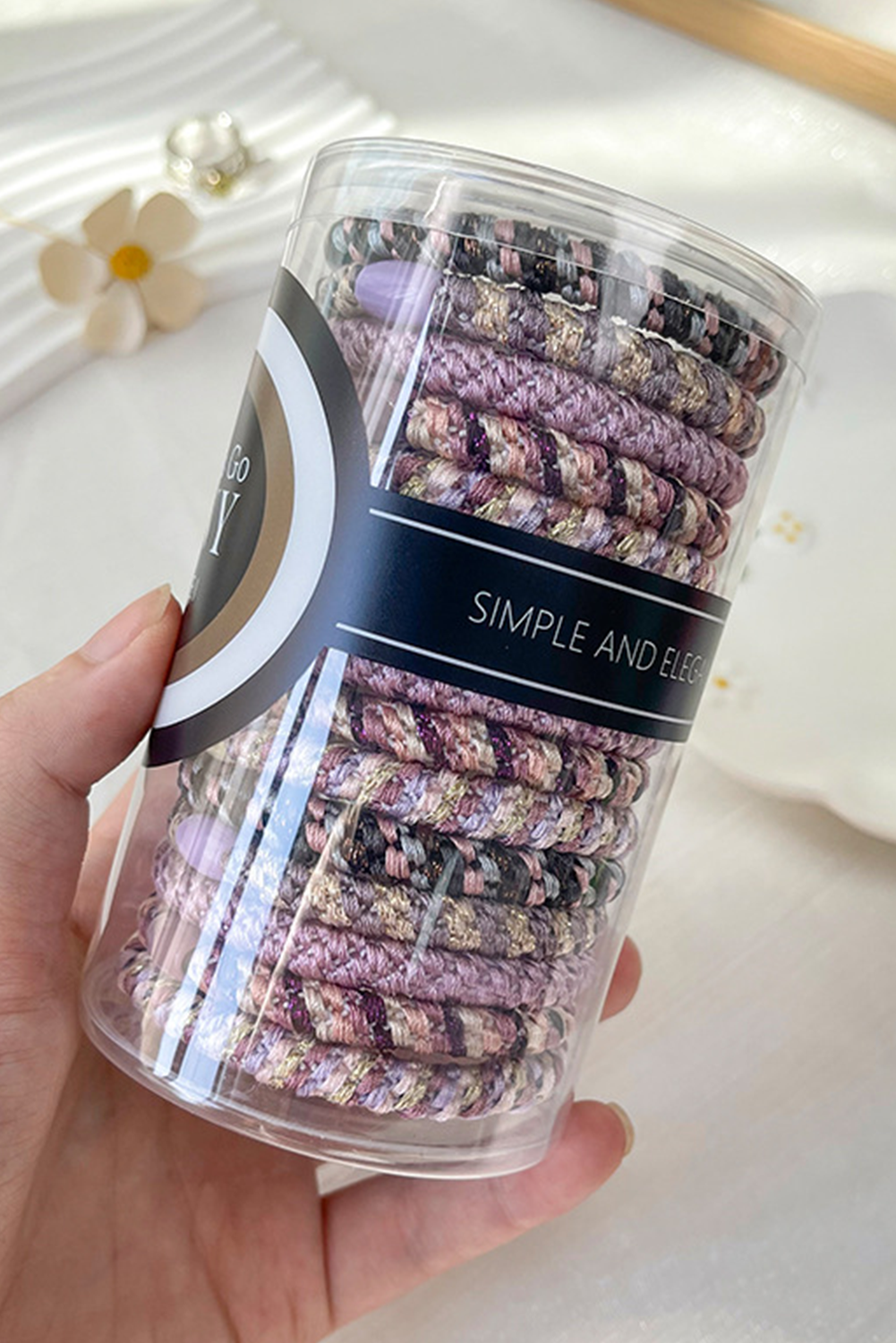 15 pcs Elastic Braided Hair Tie - Threaded Pear