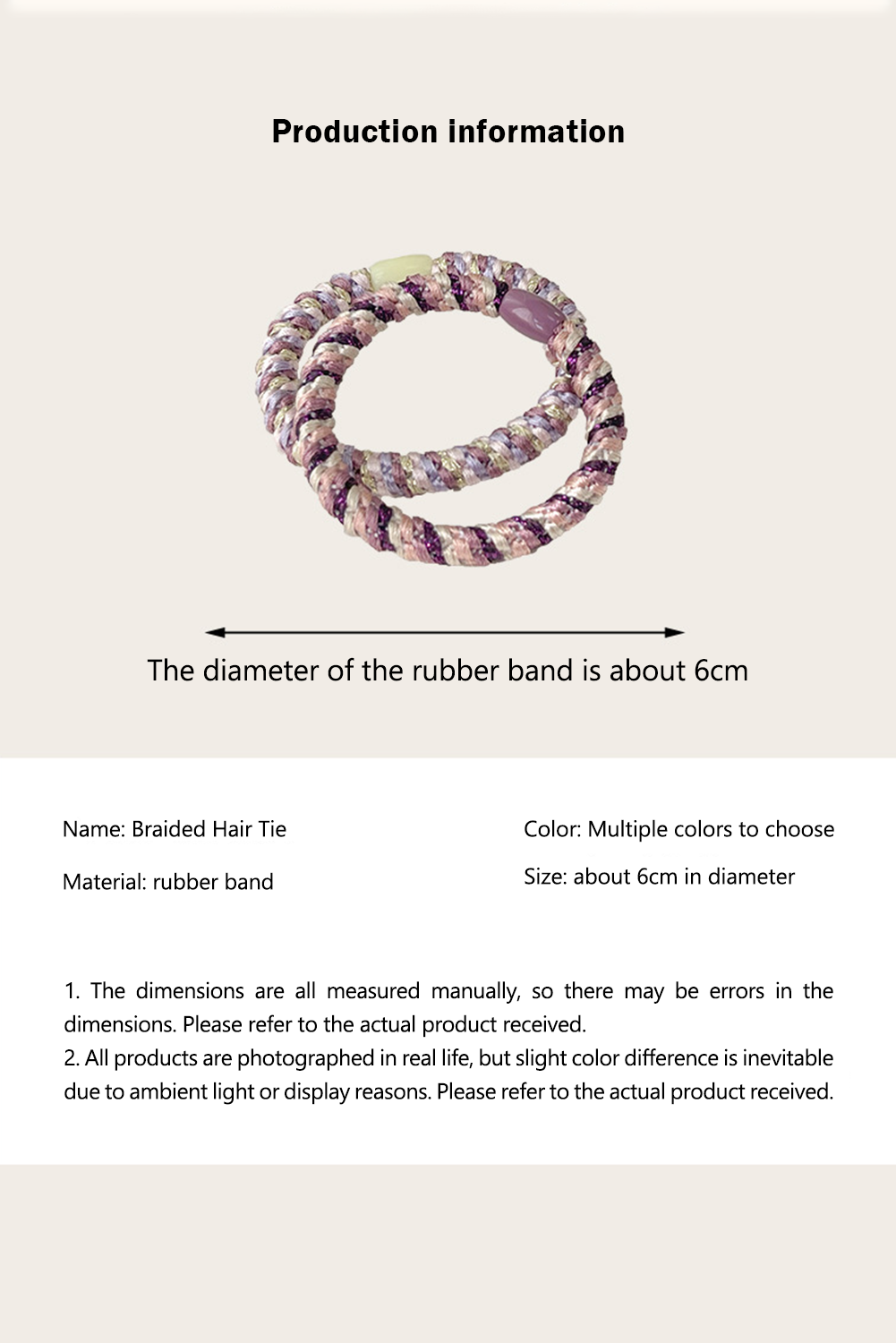 15 pcs Elastic Braided Hair Tie - Threaded Pear