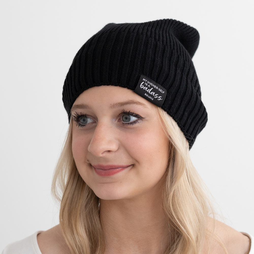 Badass Cotton Cashmere Beanie | Black