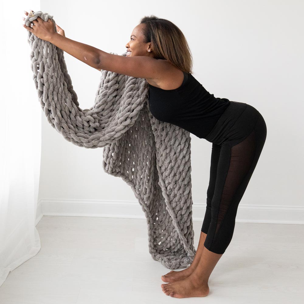 Infinite Chunky Knit Blanket | Minky | Big - Mist