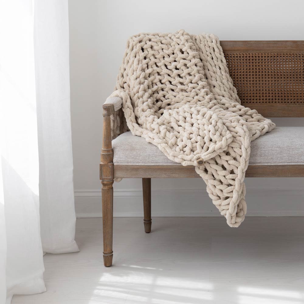 Infinite Chunky Knit Blanket | Minky | Big - Sand