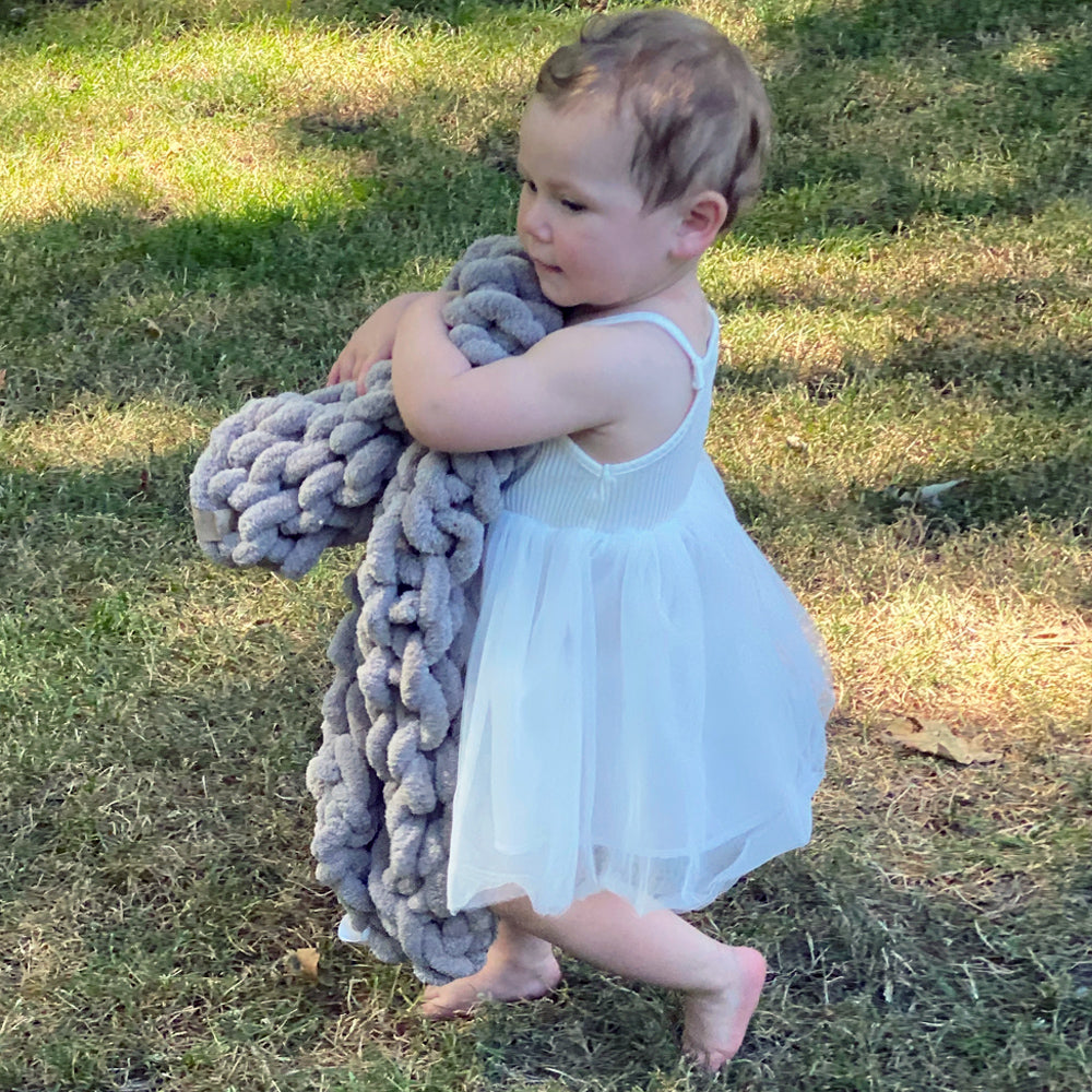 Infinite Chunky Knit Blanket | Minky | Cuddle - Mist