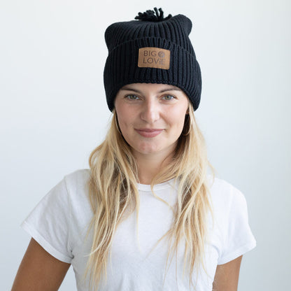 Vibe Cotton Cashmere Pom Hat | Black
