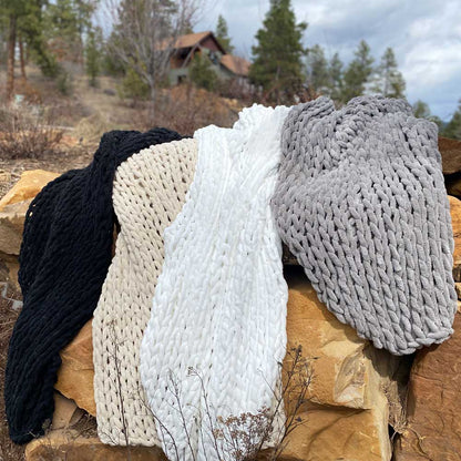 Infinite Chunky Knit Blanket | Minky | Big - Mist