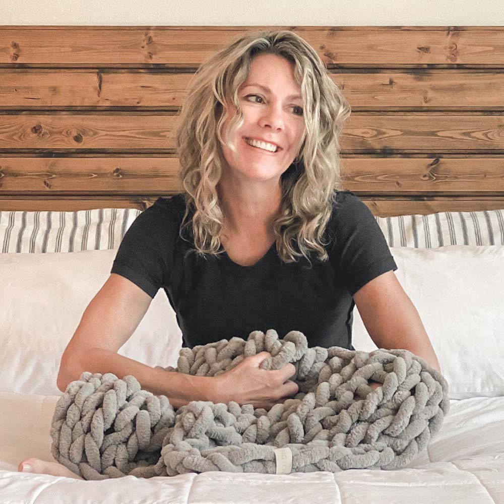 Infinite Chunky Knit Blanket | Minky | Cuddle - Mist