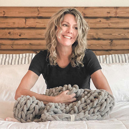 Infinite Chunky Knit Blanket | Minky | Cuddle - Mist