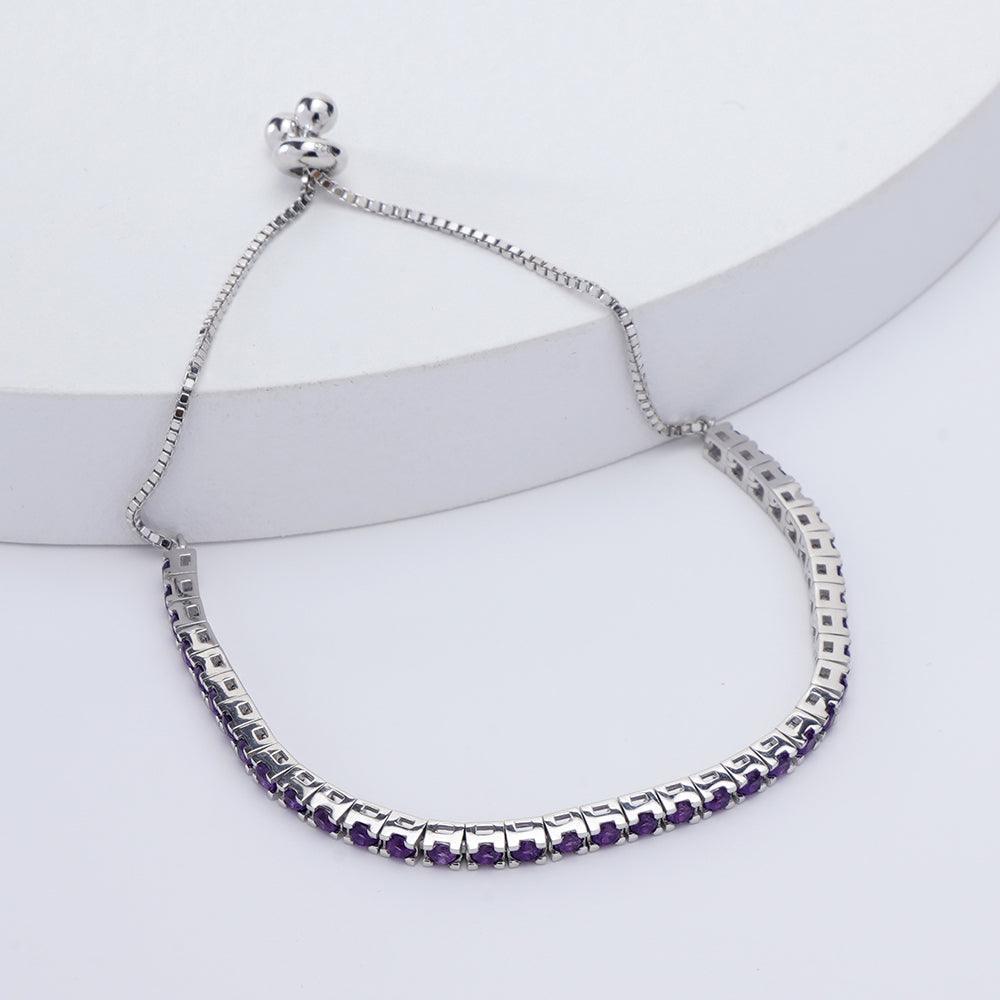 Natural Dark Amethyst Tennis Bolo Bracelet