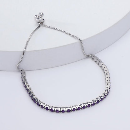 Natural Dark Amethyst Tennis Bolo Bracelet