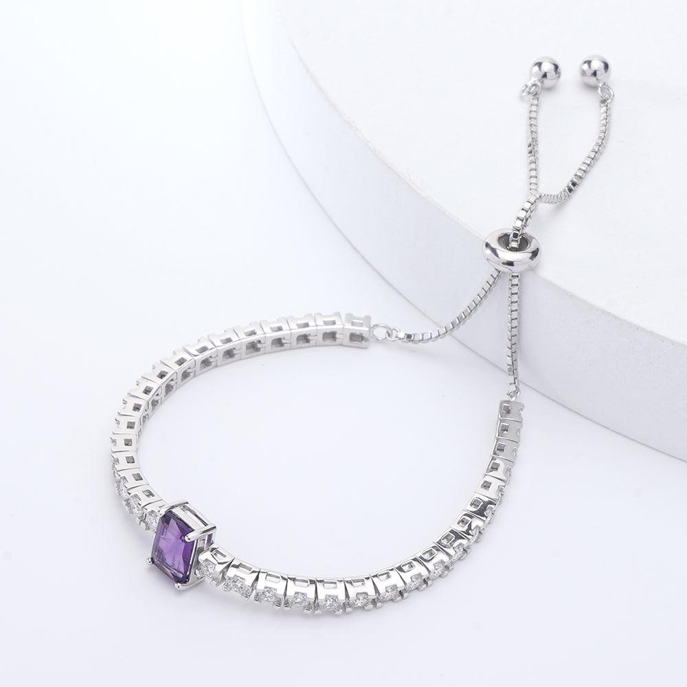 Natural Octagon Dark Amethyst Bracelet