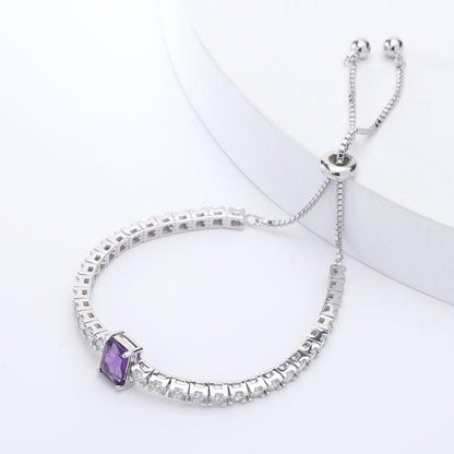 Natural Octagon Dark Amethyst Bracelet