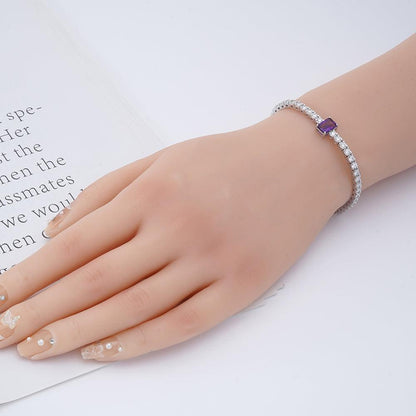 Natural Octagon Dark Amethyst Bracelet