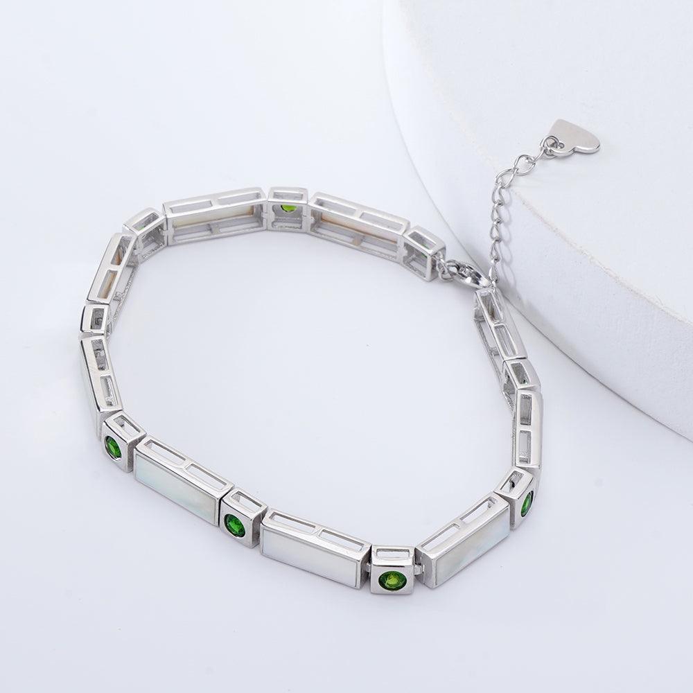Natural Mother Of Pearl & Chrome Diopside Bracelet