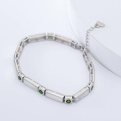 Natural Mother Of Pearl & Chrome Diopside Bracelet