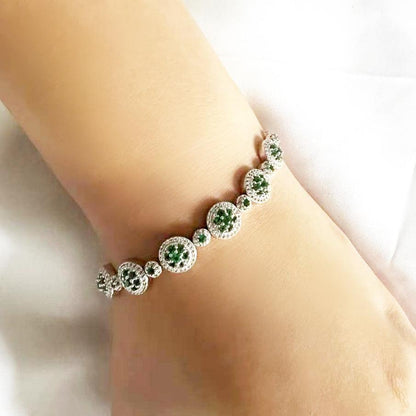Lab Grown Emerald  White Halo Bracelet
