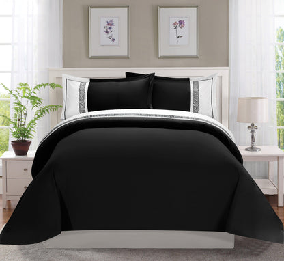 Elegant Comfort 3-Piece Greek Embroidered Duvet Cover Set