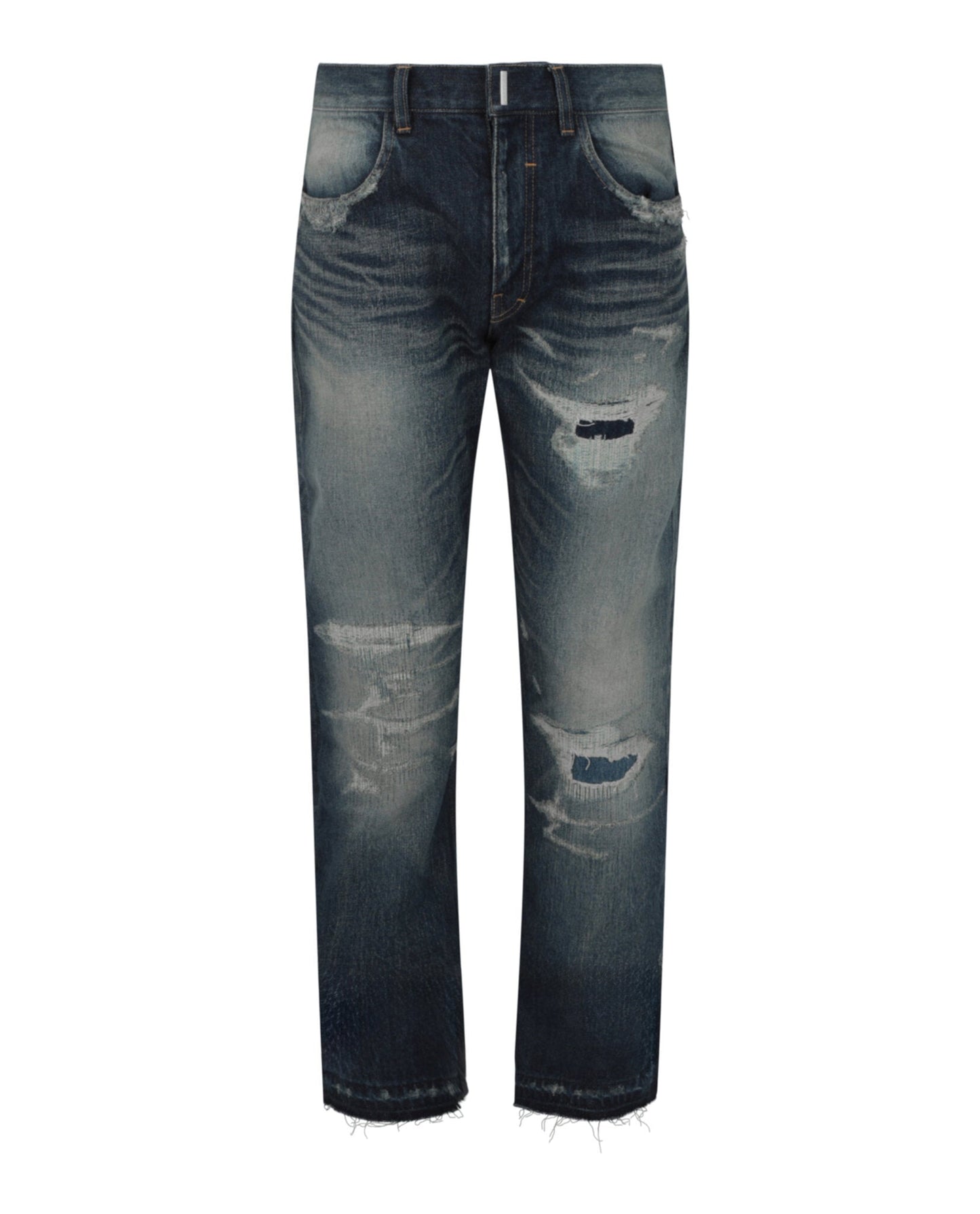 Givenchy Distressed Straight Fit 5 Pocket Jeans