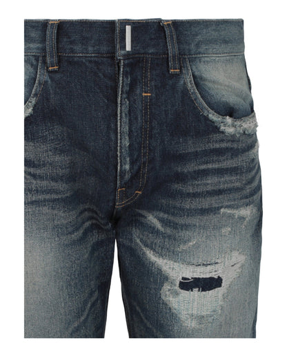 Givenchy Distressed Straight Fit 5 Pocket Jeans
