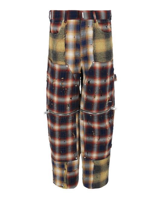 Givenchy Patchwork Plaid Wide-Leg Pants