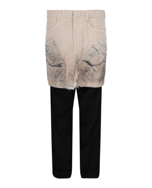 Givenchy Layered Tracksuit Pants With Destroyed Carpenter Jeans