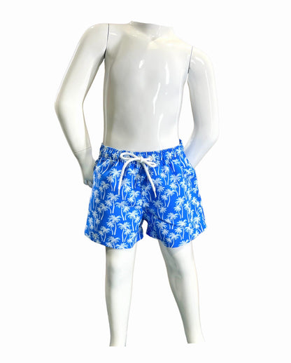 Marina West Tie Back One Piece Swimsuit (F1701) - White Plams on Blue